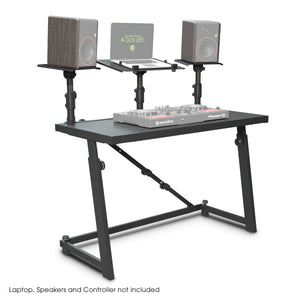 Gravity GFDJT01 DJ Desk with Adjustable Loudspeaker and Laptop Trays