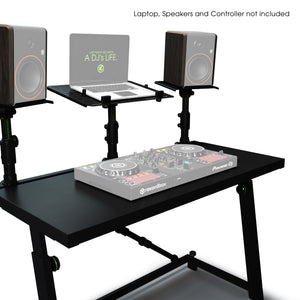 Gravity GFDJT01 DJ Desk with Adjustable Loudspeaker and Laptop Trays
