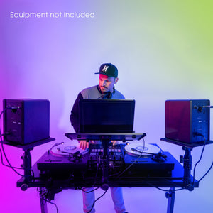 Gravity GFDJT01 DJ Desk with Adjustable Loudspeaker and Laptop Trays