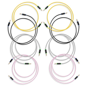 Candycords - myVolts Halo patch cables Long Pack, straight mini mono jack to straight mini mono jack, 2x50cm Black, 2x50cm Yellow, 2x80cm Grey and 2x80cm Pink