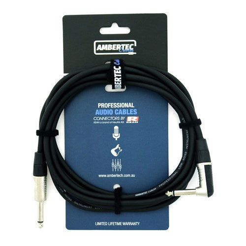 Ambertec Guitar cable REAN connectors straight/right angle black