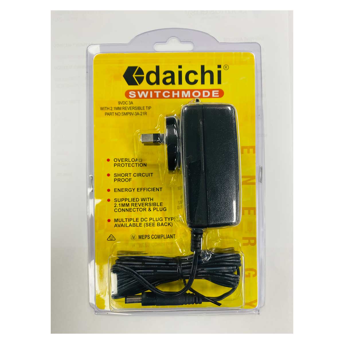 Daichi Switch Mode Power Supply 9VDC 3A with 2.1mm reversible tip