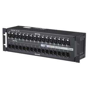 Tascam SB-16D 16-in/16-out Dante analog converter with built-in 32-bit ADC & Class 1 HDIA mic preamps.