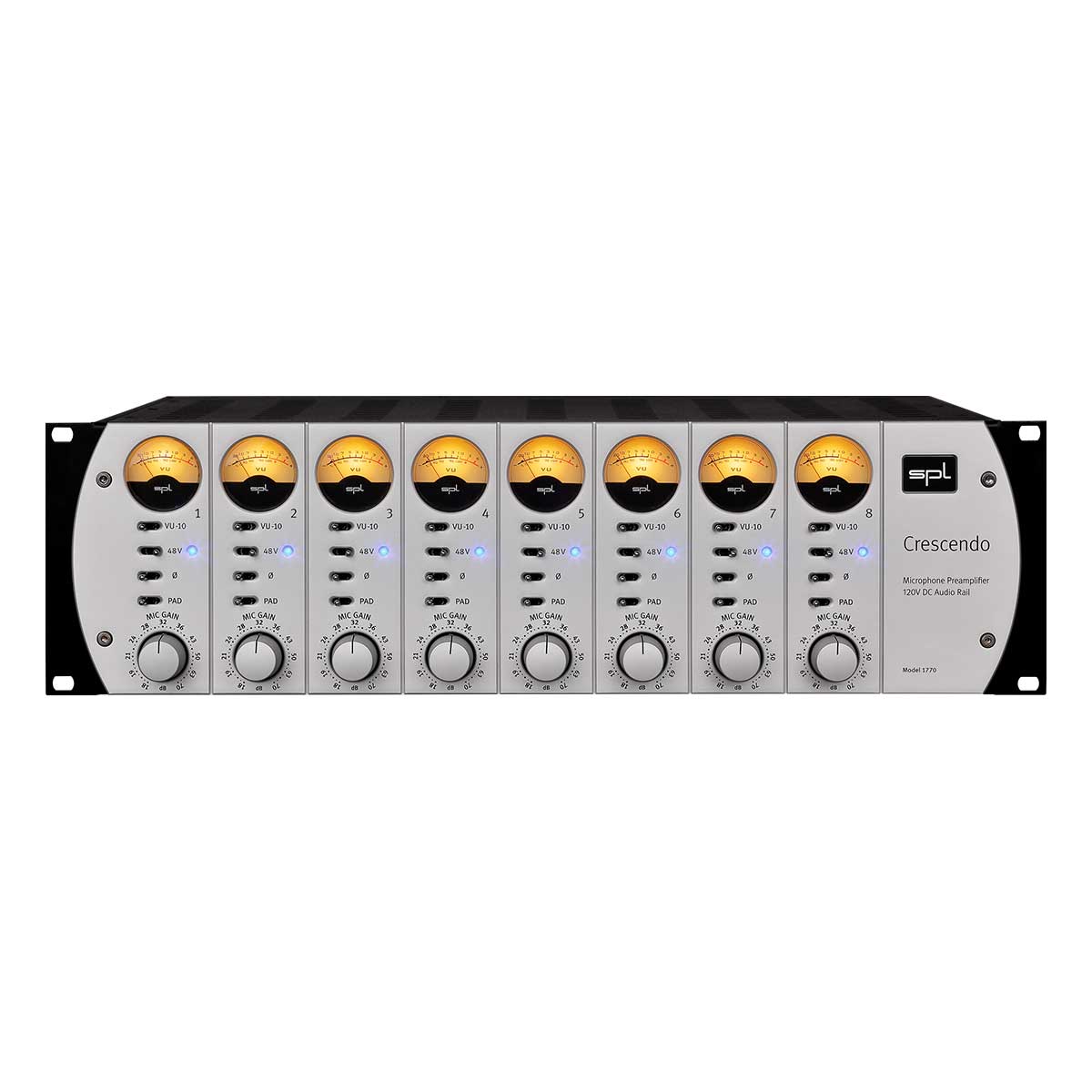 SPL Crescendo Eight-Channel Microphone Preamplifier featuring 120V Technology Front