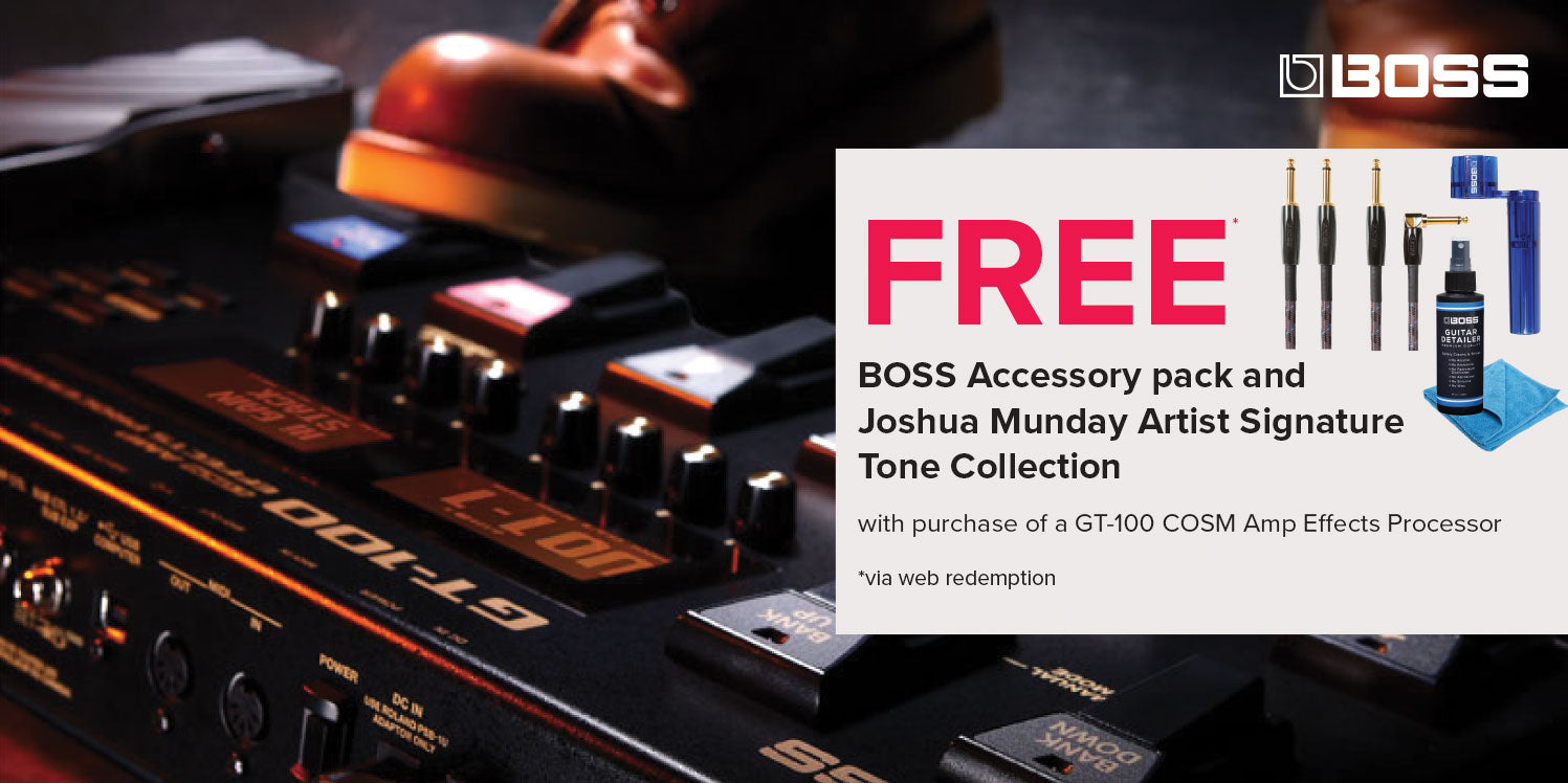 FREE BOSS Accessory Pack and Joshua Munday Artist Signature Tone Collection with GT-100