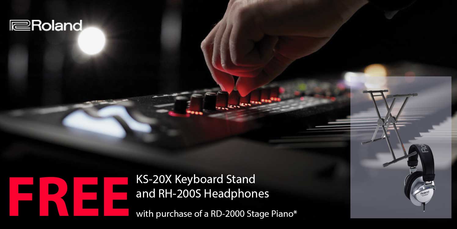 FREE Roland KS-20X Keyboard Stand and RH-200S Headphones with RD-2000 Stage Piano