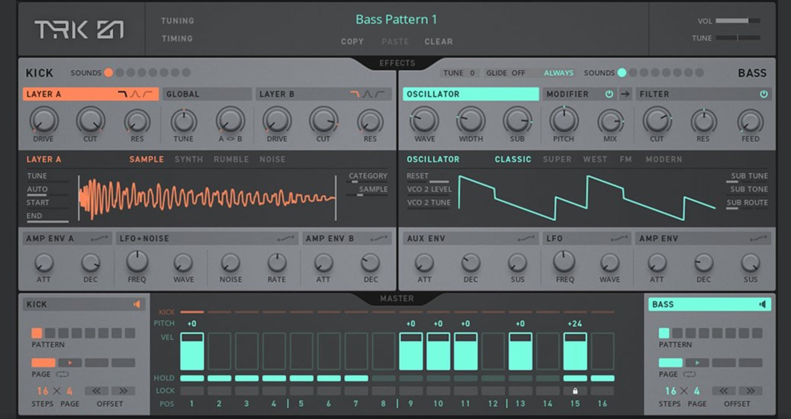 Kick and Bass in one place: Introducing the TRK-01.