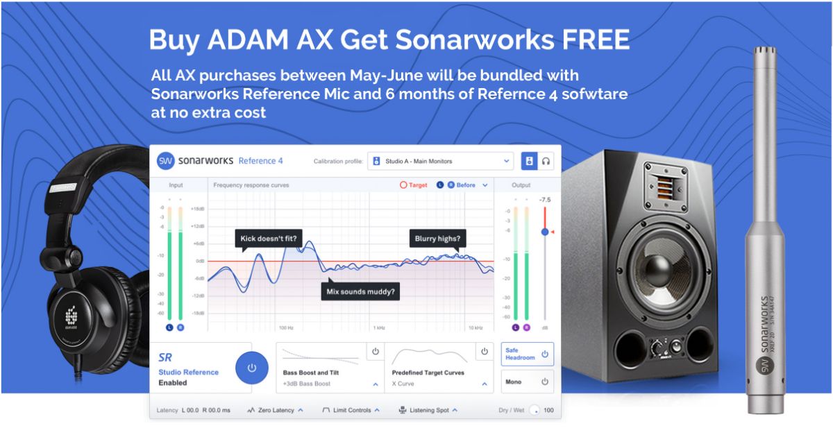 Adam Audio bundles Sonarworks 4 with every pair of AX Monitors purchased in May-June