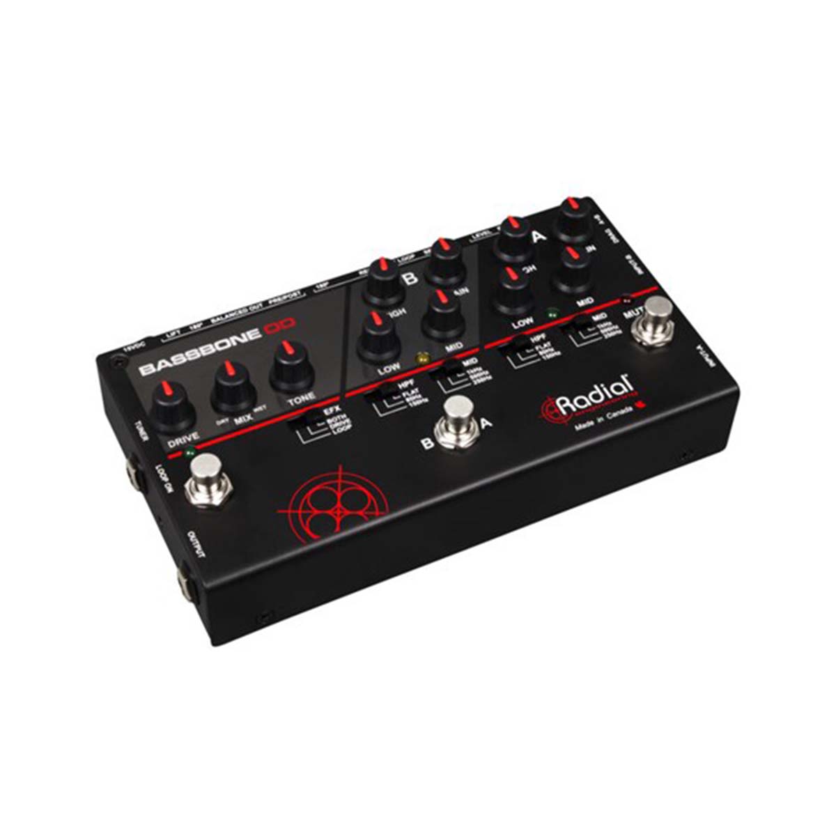 Radial Engineering Bassbone OD Bass preamp, 2 ch w/overdrive, FX loop, built-in DI & headphone amp