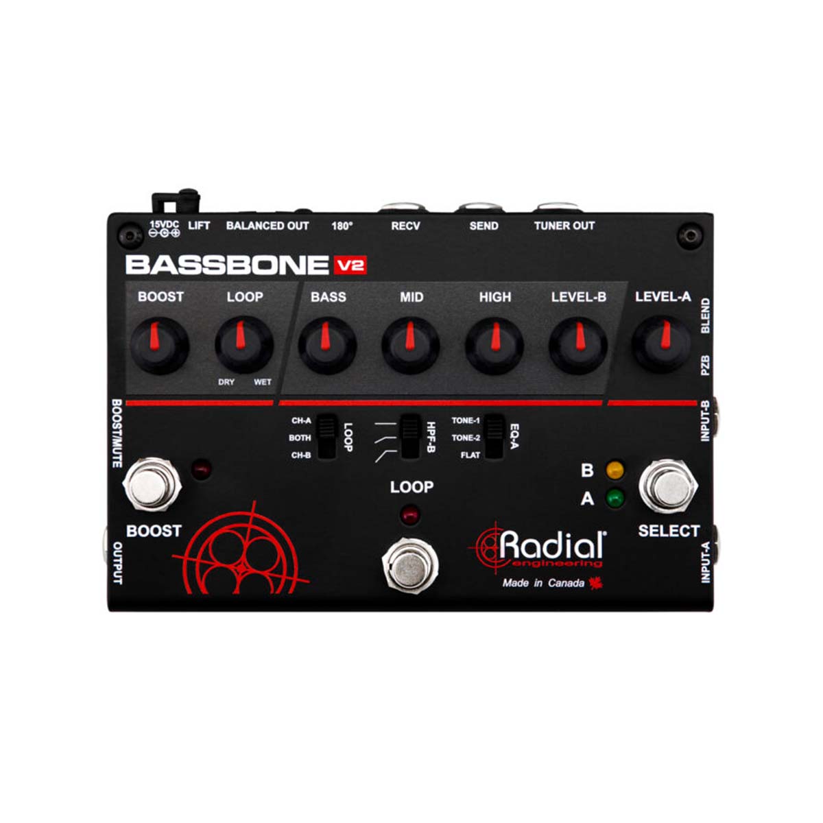 Radial Engineering Bassbone V2 - Bass preamp and DI Box with power boost and FX loop
