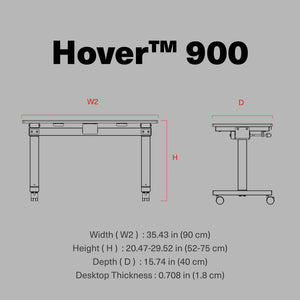 Wavebone Hover 900 Height-Adjustable Keyboard Stand on Wheels
