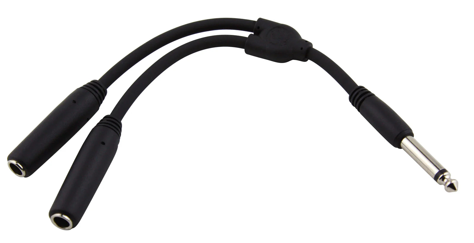 Pig Hog - 6" Y Cable, Mono 1/4"(M)-Dual Mono 1/4"(F)