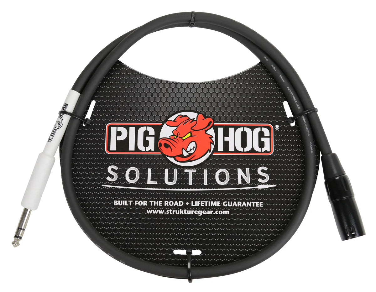 Pig Hog Cable - XLR male to 1/4" TRS, 3ft