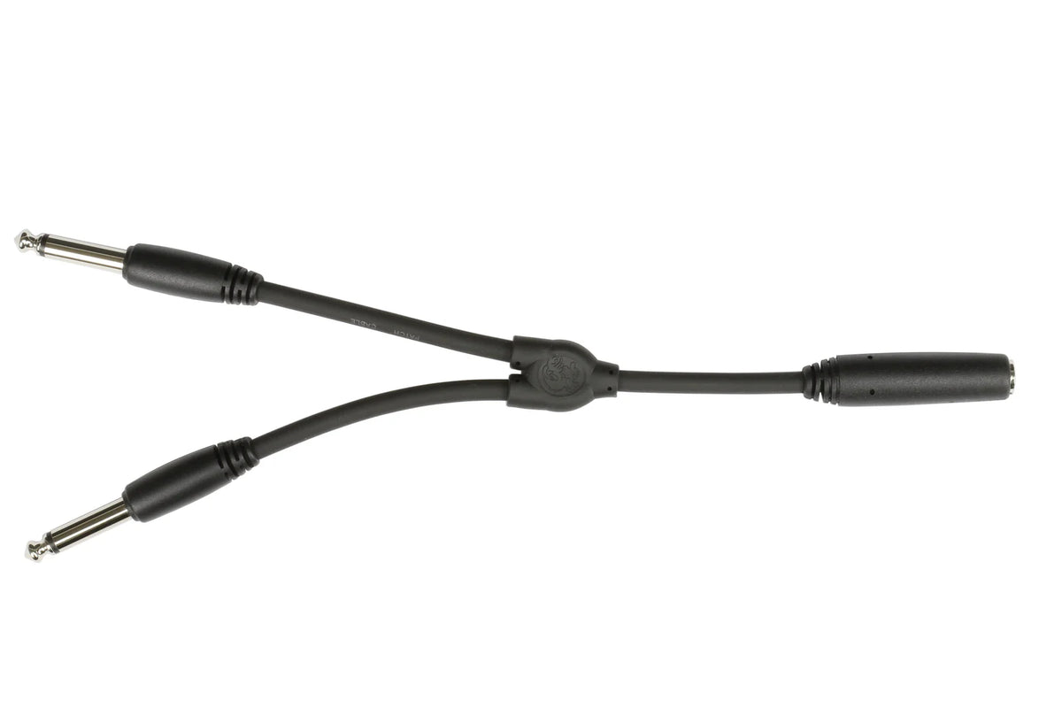 Pig Hog - 6" Y Cable, Mono 1/4"(F)-Dual Mono 1/4"(M)
