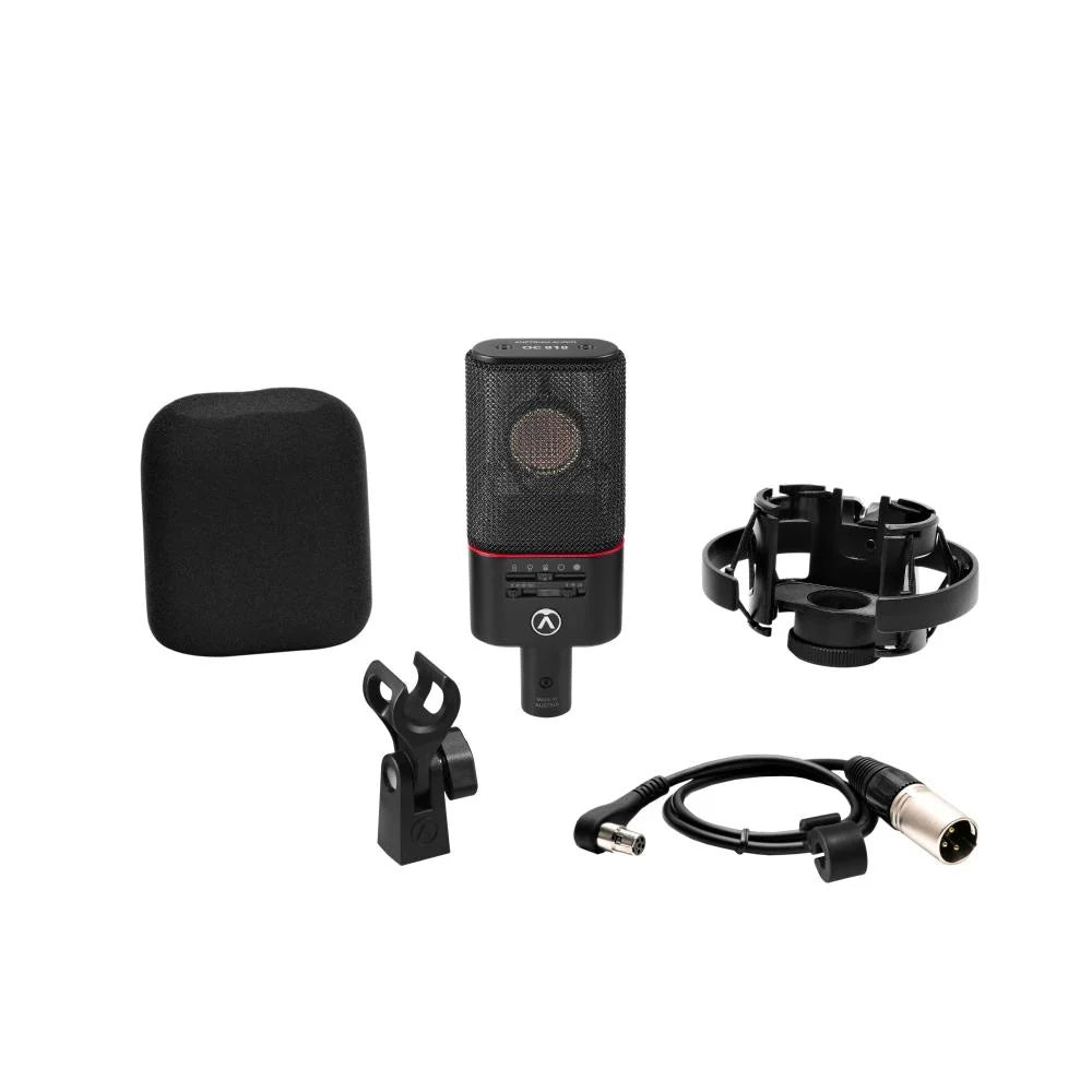Austrian Audio OC818 Microphone Studio Set Black Edition With Spider mount, Mini XLR, Clip, Windshield, Case