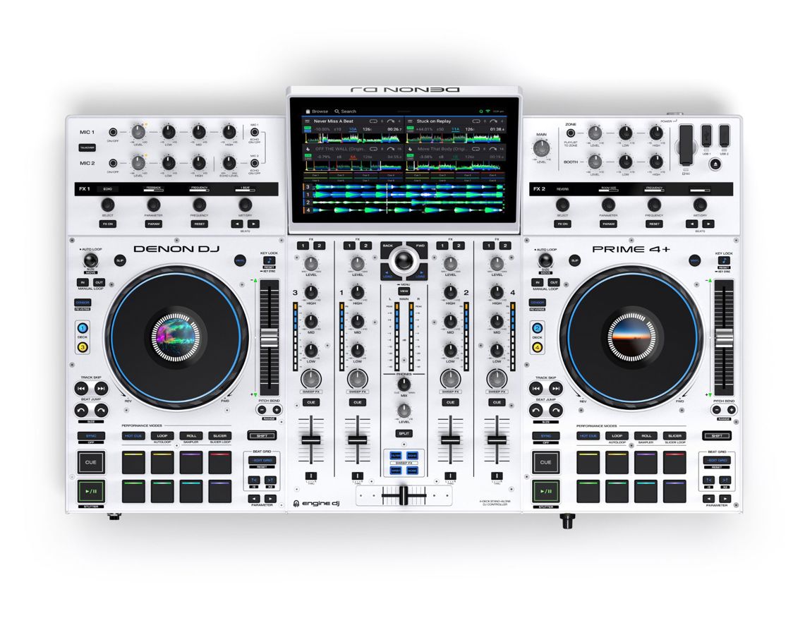 Denon Prime 4+: 4-CH Standalone DJ System with 10" Screen - White (DISPLAY STOCK)