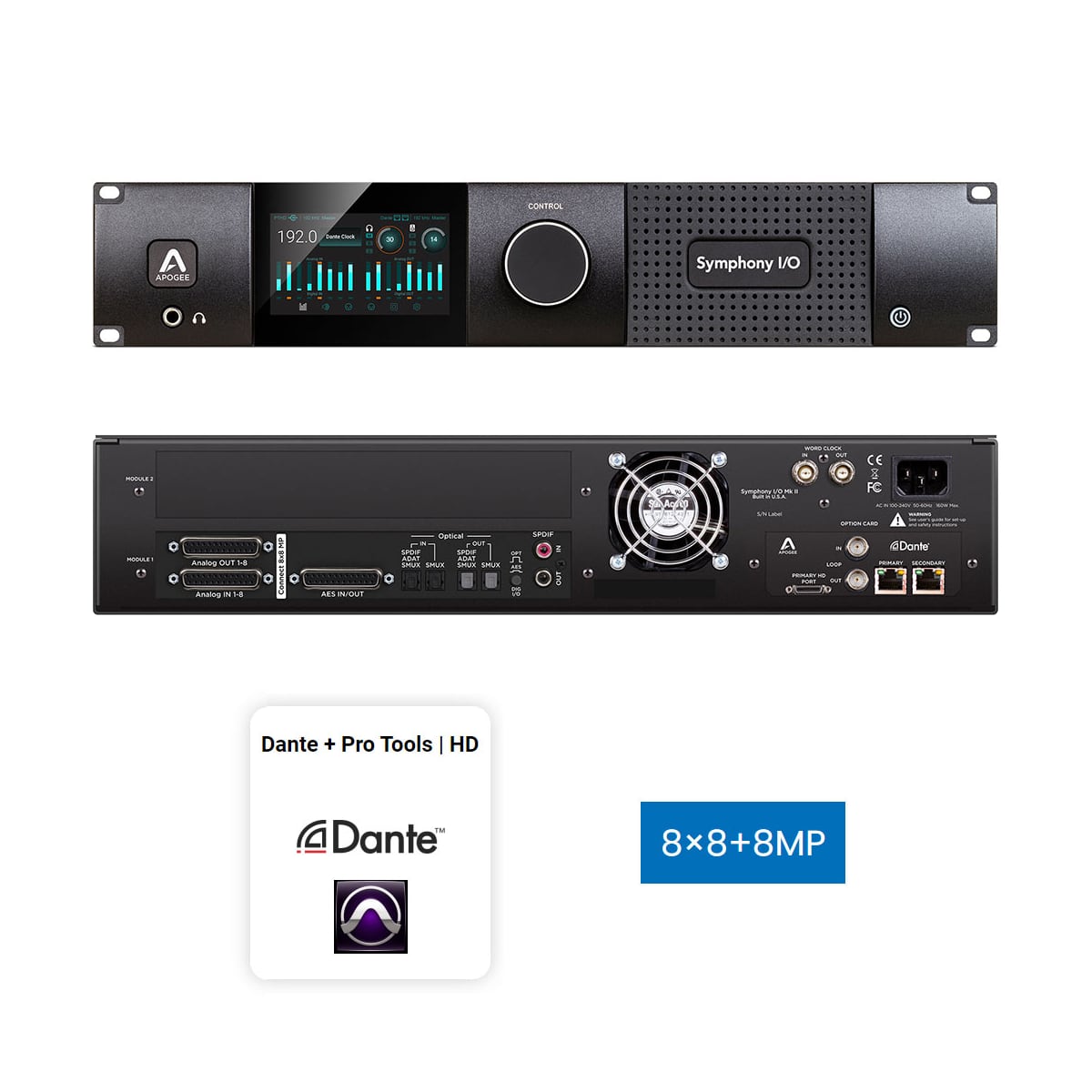 Apogee Symphony MKII Dante Chassis 8×8 Analog I/O + 8 Mic Pre + AES/Optical I/O