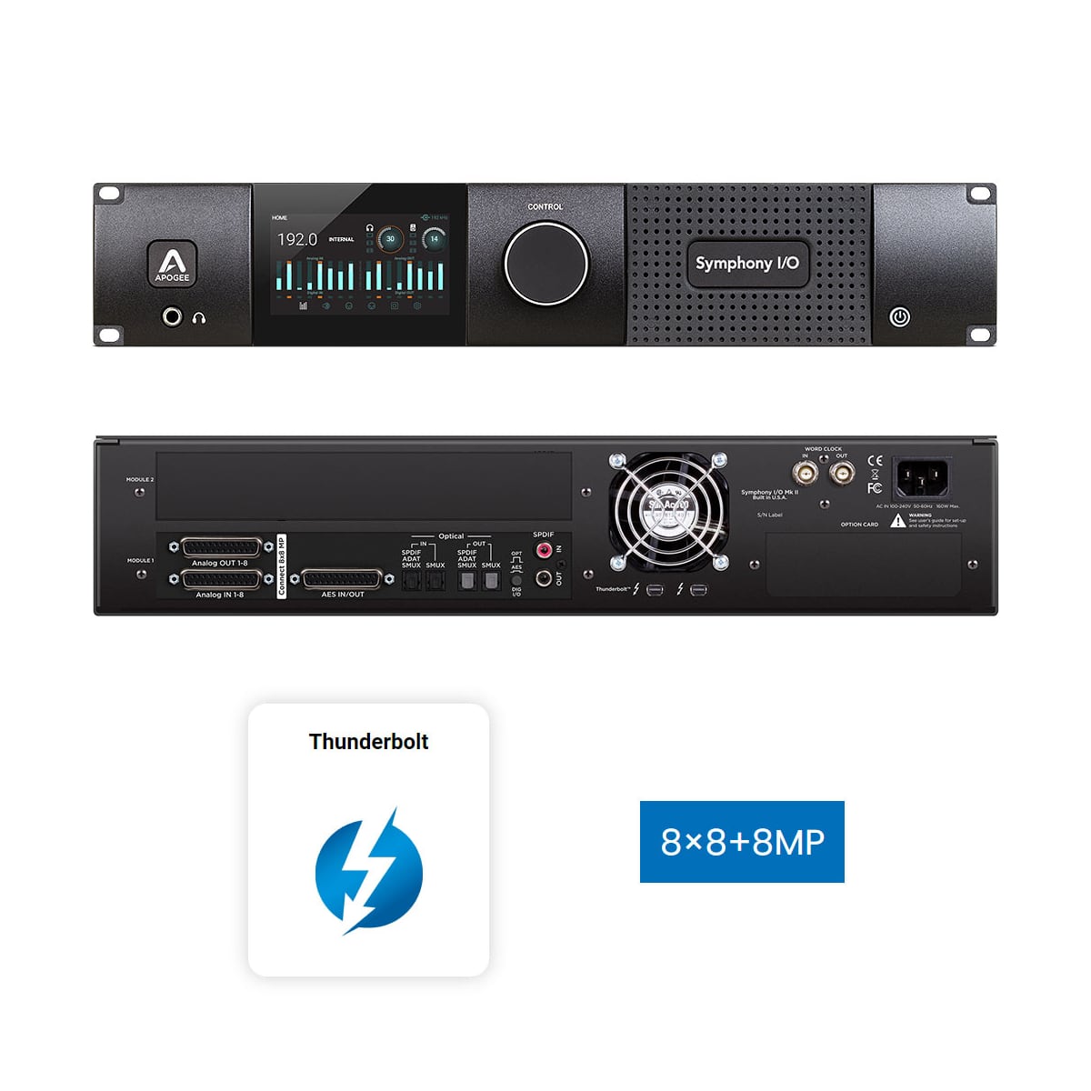 Apogee Symphony MKII Thunderbolt Chassis 8×8 Analog I/O + 8 Mic Pre + AES/Optical I/O