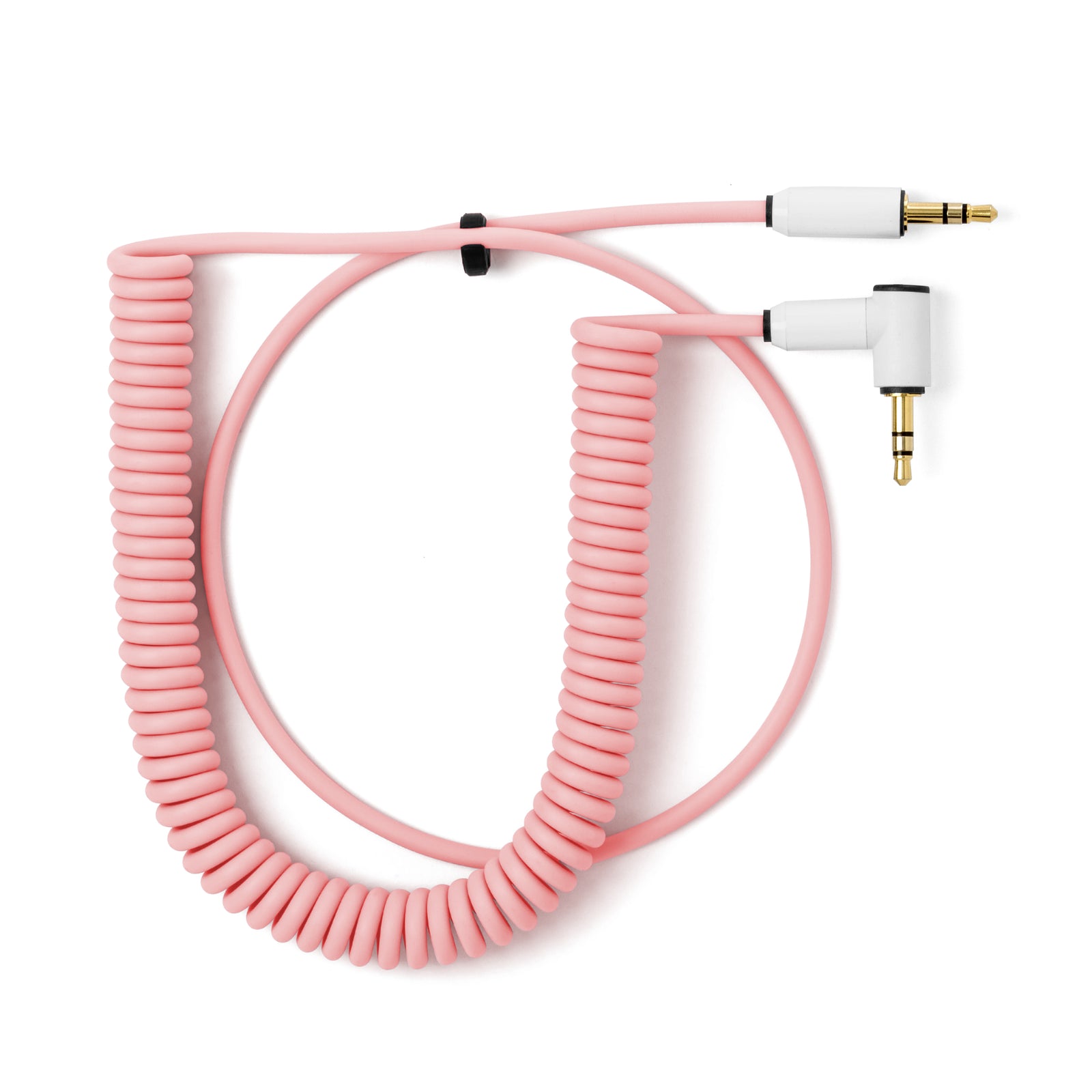 Candycords - OP-1 / OP-Z Special myVolts audio cable, 3.5mm straight jack to 3.5mm angled jack, curly 65cm to 90cm, Marshmallow Pink