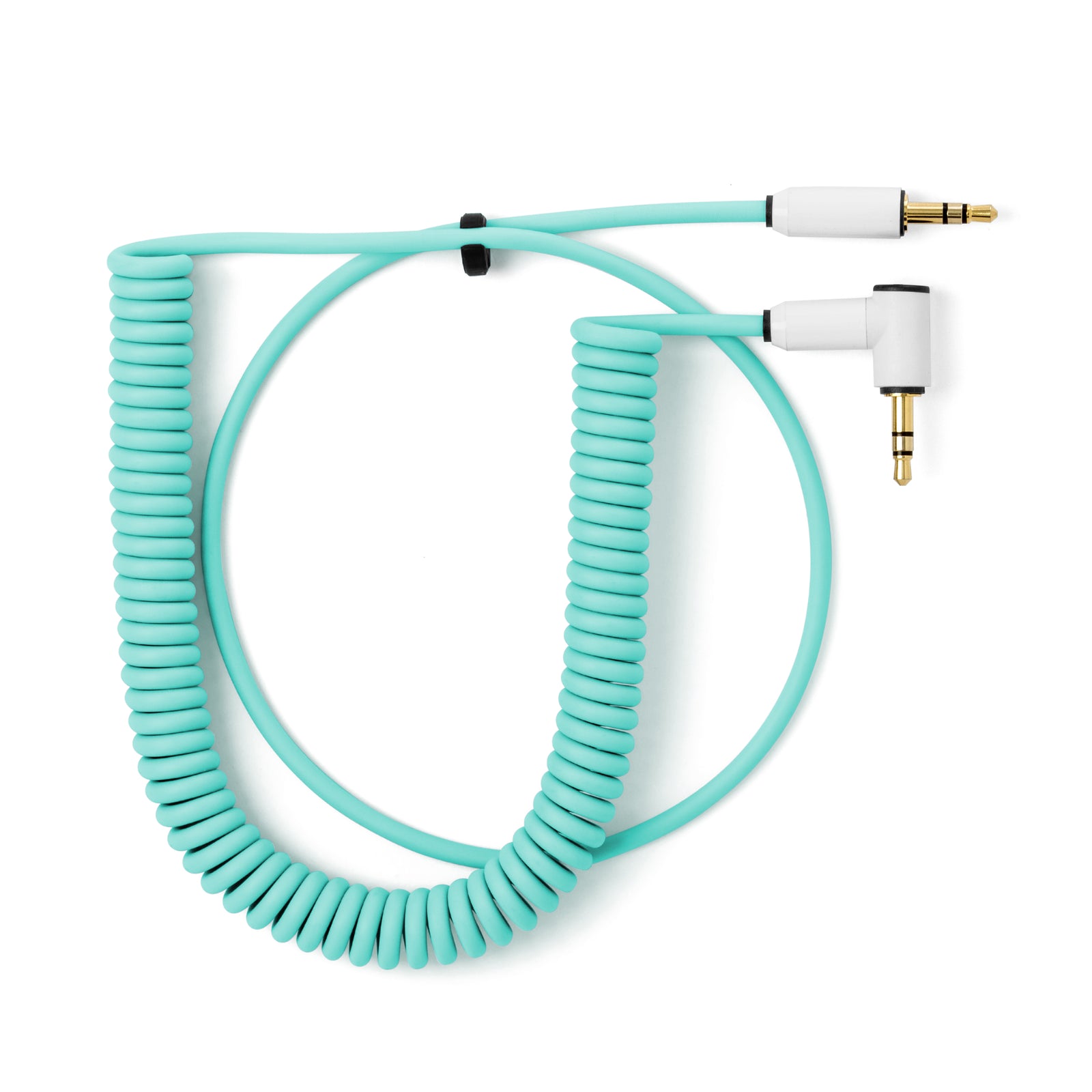 Candycords - OP-1 / OP-Z Special myVolts audio cable, 3.5mm straight jack to 3.5mm angled jack, curly 65cm to 90cm, Mint Green