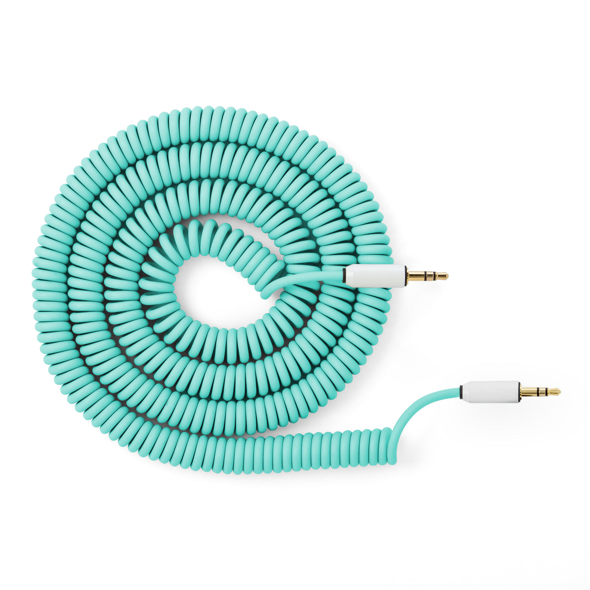 Candycords - myVolts audio cable, 3.5mm straight jack to 3.5mm straight jack, curly 100cm to 200cm, Mint Green