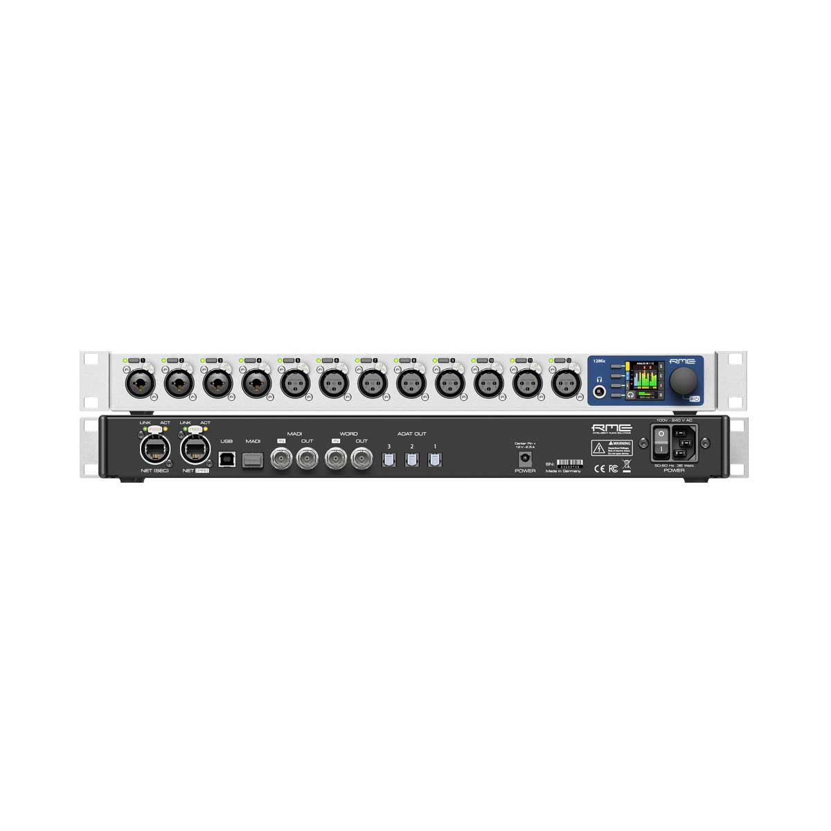 RME 12Mic-D 12-channel digitally controlled microphone preamplifier with Dante, ADAT & MADI