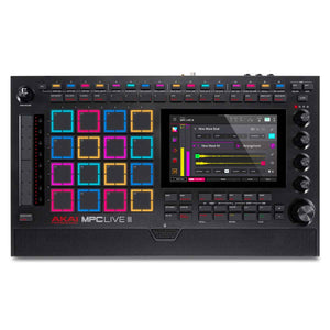 Akai MPC Live III electronic music production controller with colorful pads and display on a white background