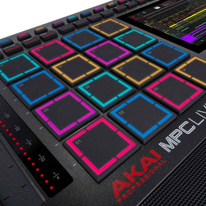 Akai Professional MPC Live music production controller with colorful pads and display.