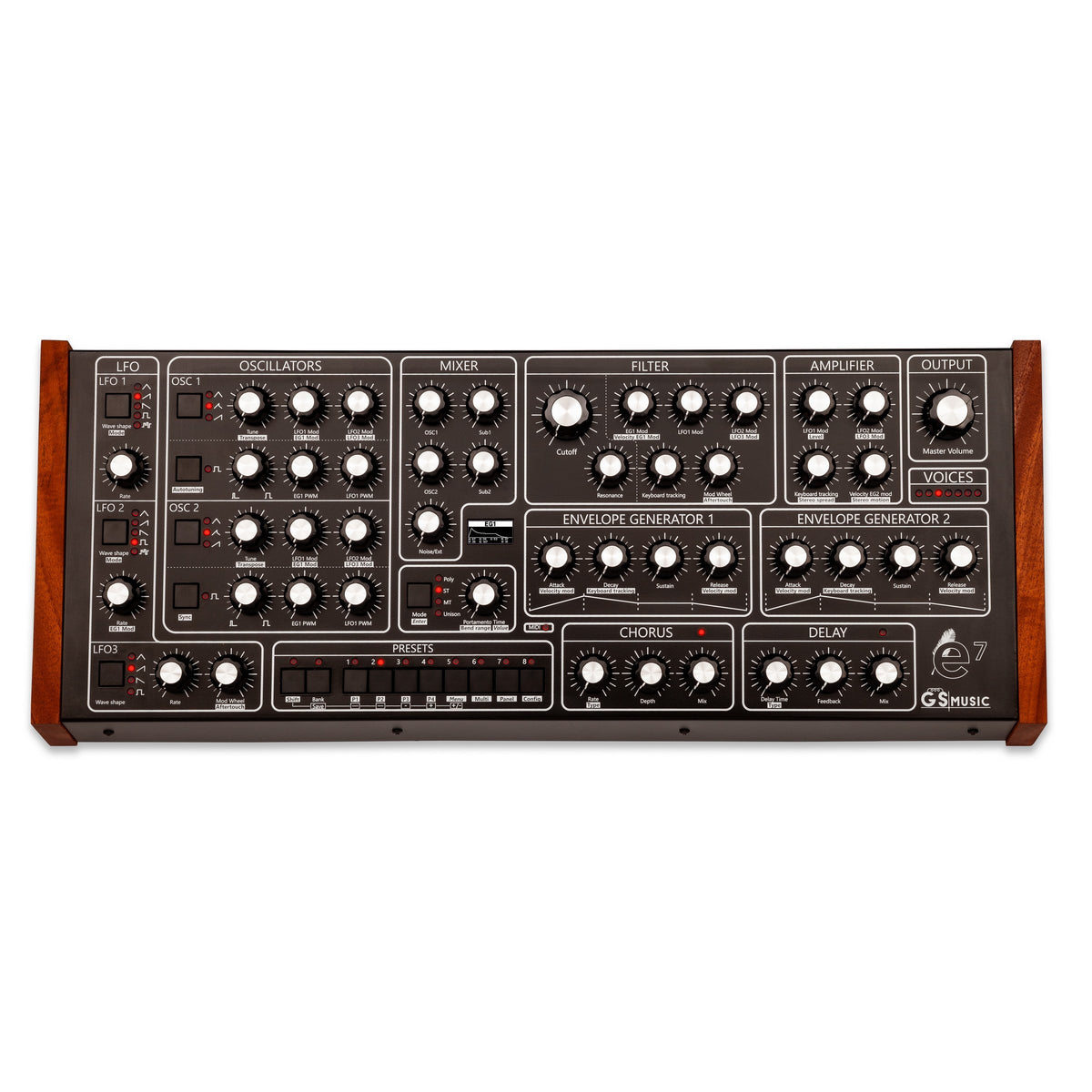 GS Music GS e7 Analog Polyphonic Synthesizer Black/Red