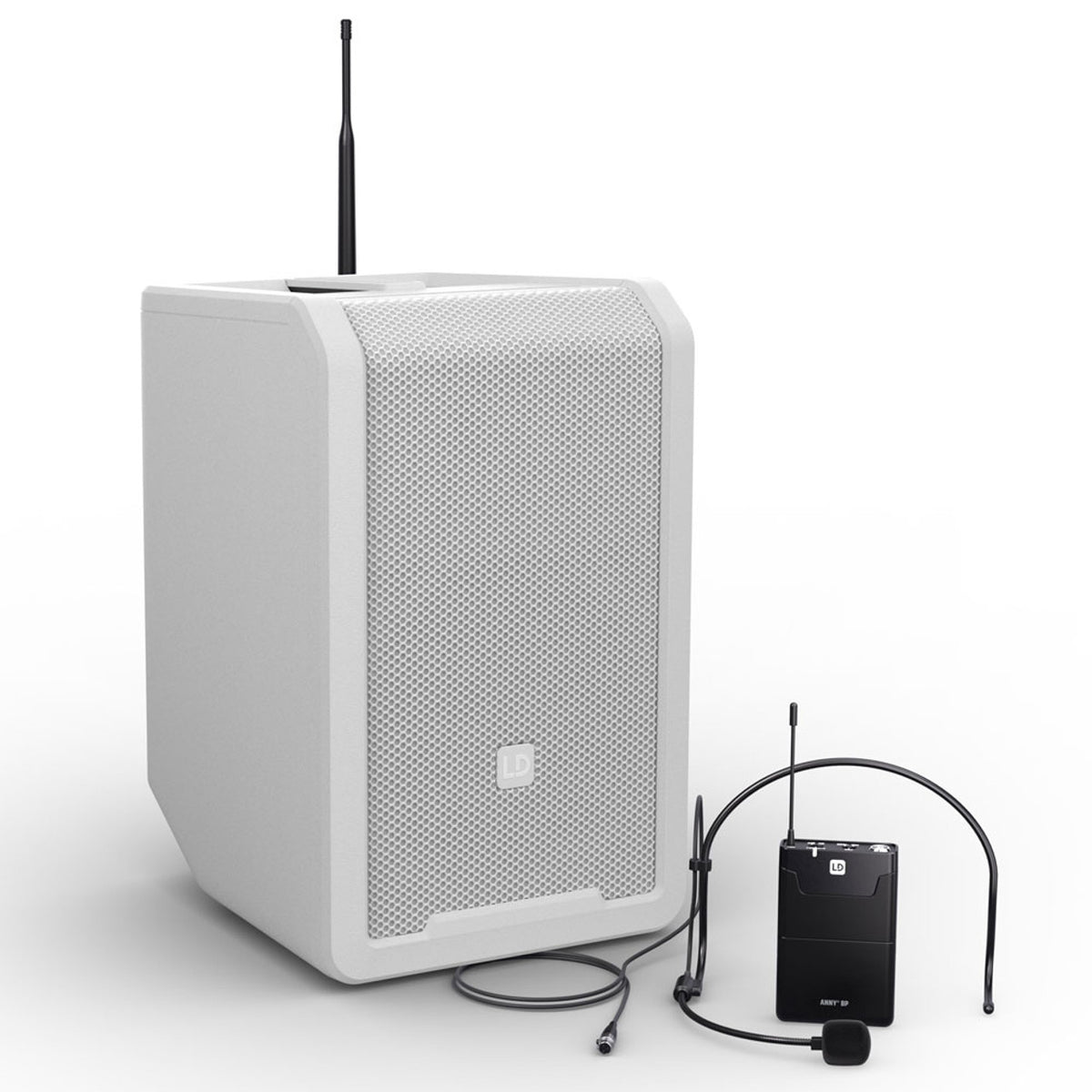 LD Systems ANNY8BPHB6W White 8" 160W PA With 1 x Headset & Bodypack (655 - 679 MHz)