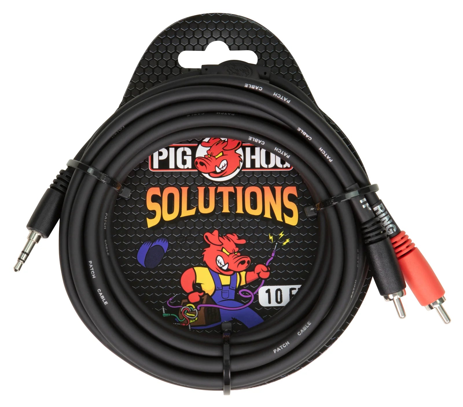 Pig Hog 10ft Stereo Breakout Cable, 3.5mm to Dual RCA