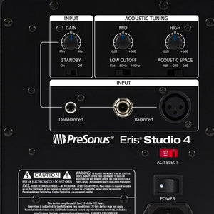 PreSonus® Eris® Studio 4 4.5-inch 2-Way Active Studio Monitor with EBM Wave Guide (Single)