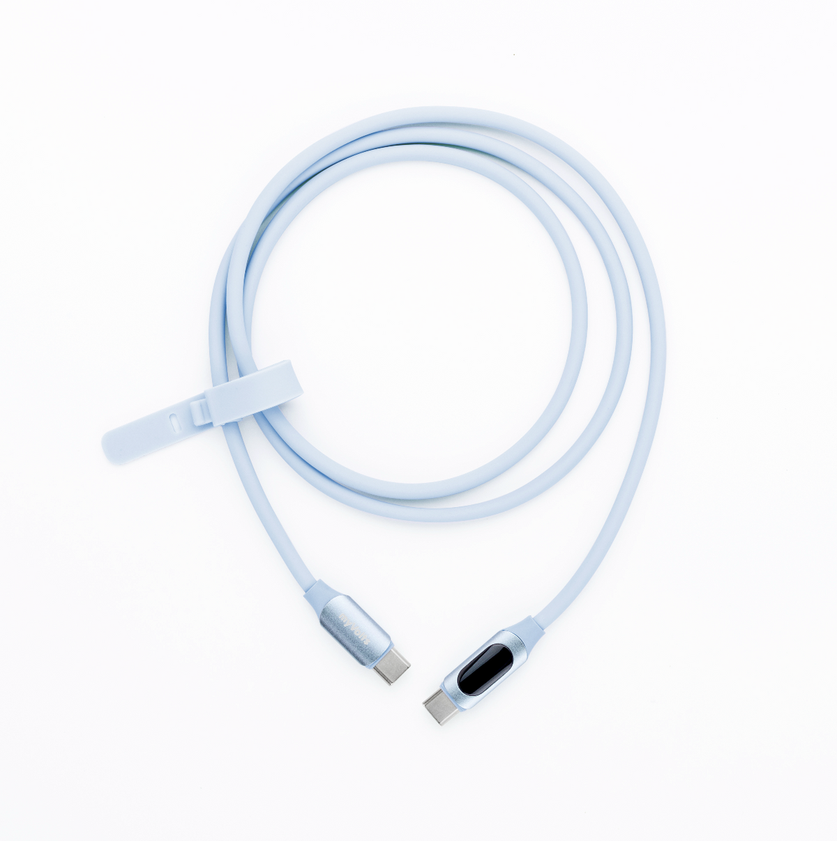 MyVolts Step Up USB-C to USB-C PD Cable with LCD Power Meter, Sky Blue