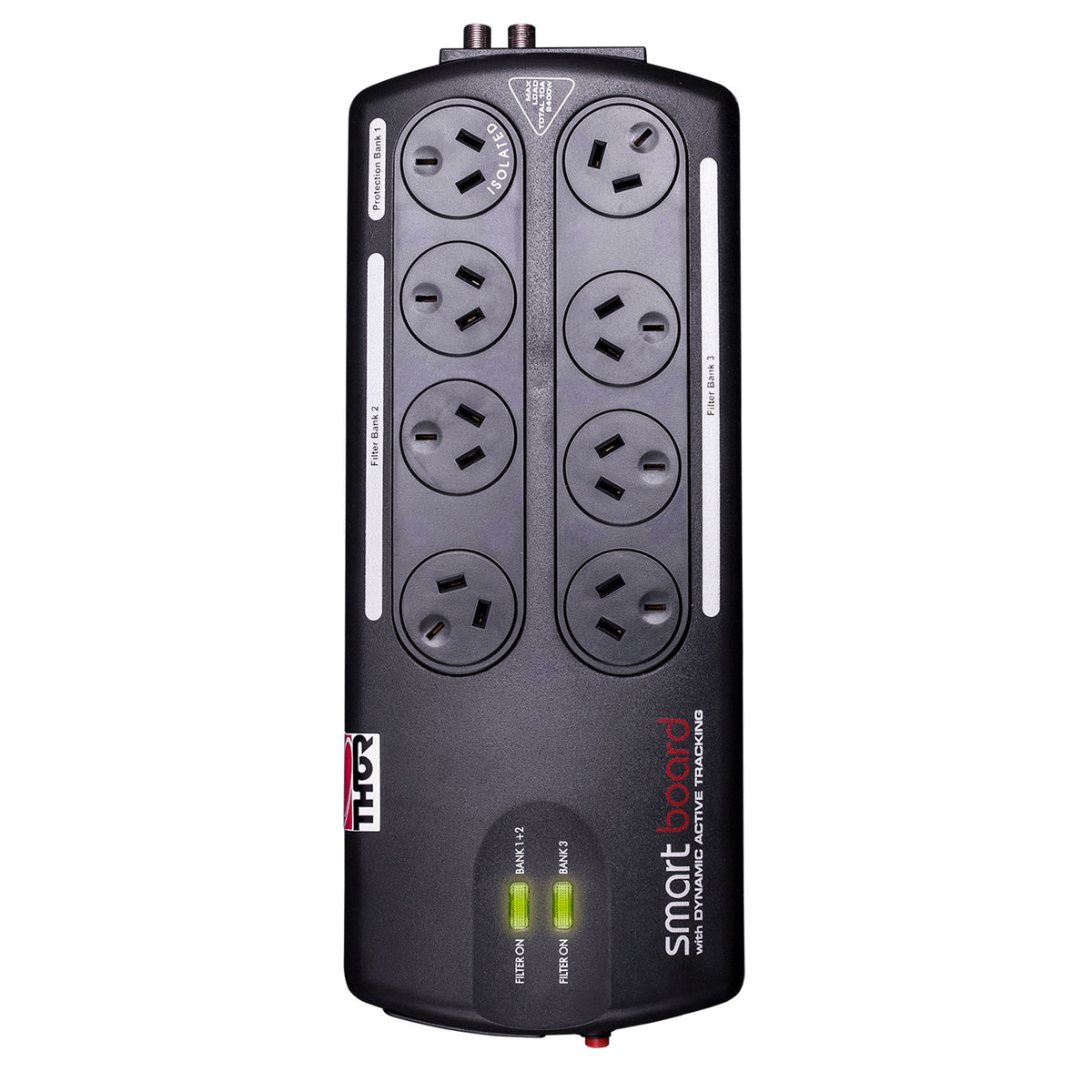 Thor Smart Board 8. Universal Filter and Surge Protector. 8 Outlets, Triple Isolated Active Filter.