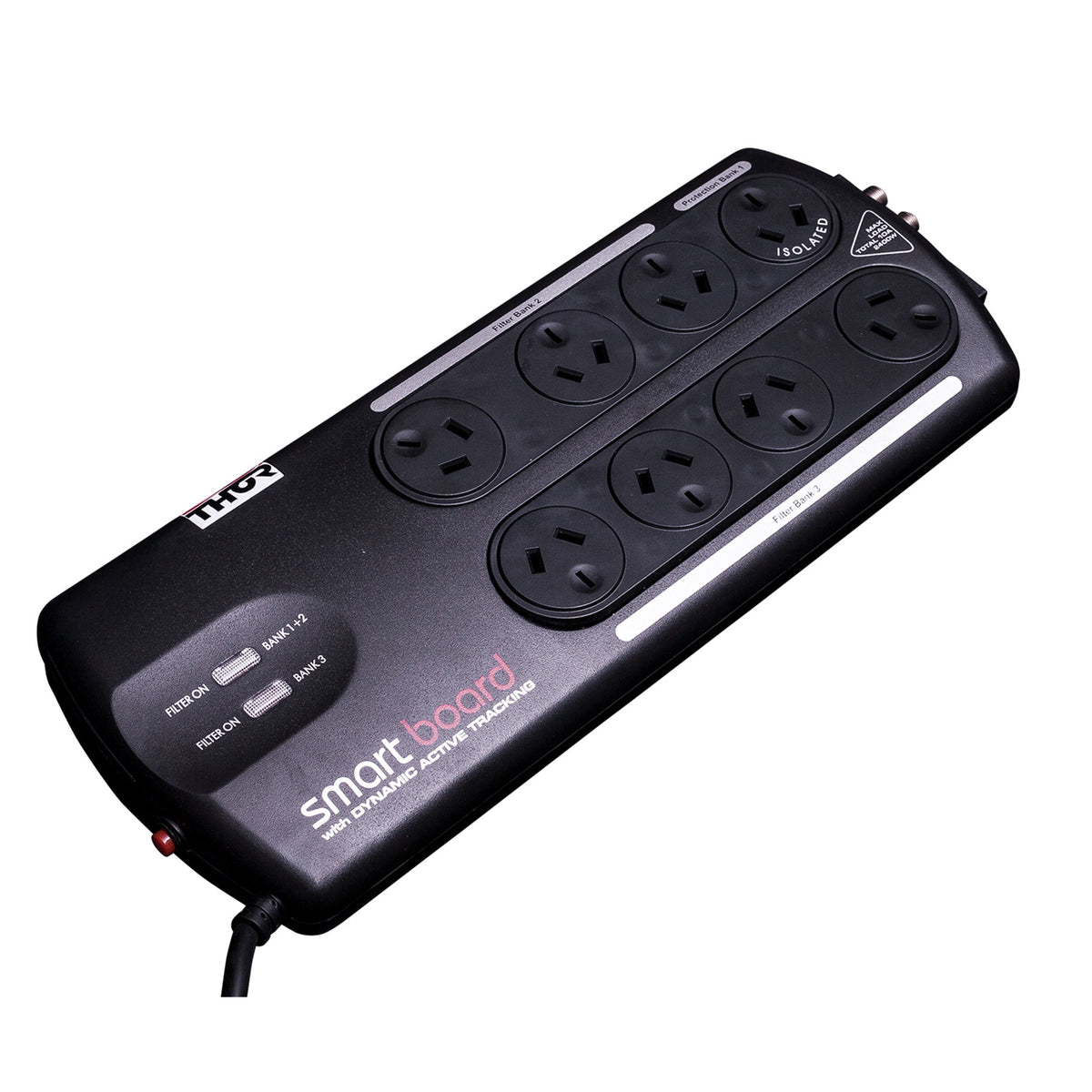 Thor Smart Board 8. Universal Filter and Surge Protector. 8 Outlets, Triple Isolated Active Filter.