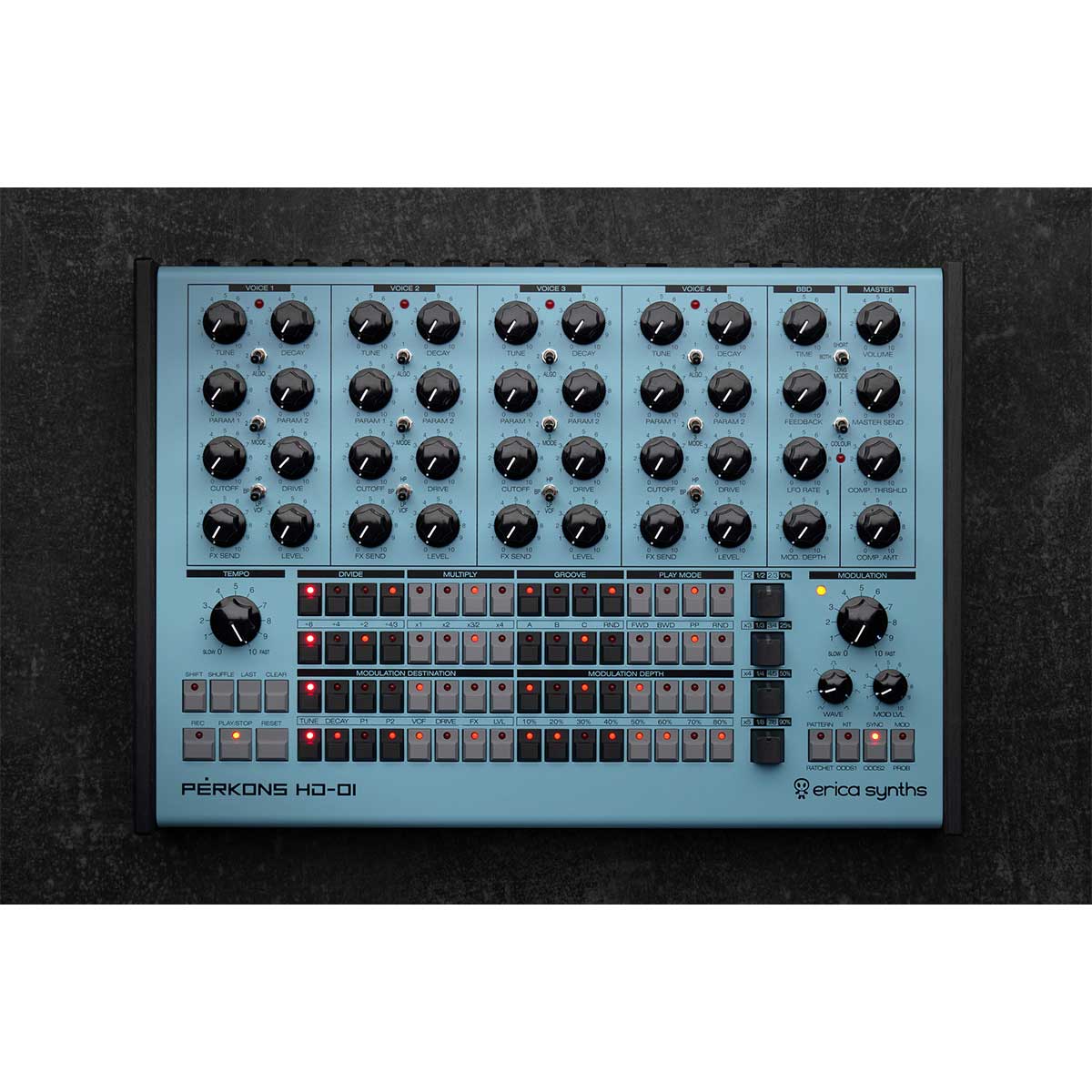 Erica Synths PĒRKONS HD-01 drum machine and synthesizer