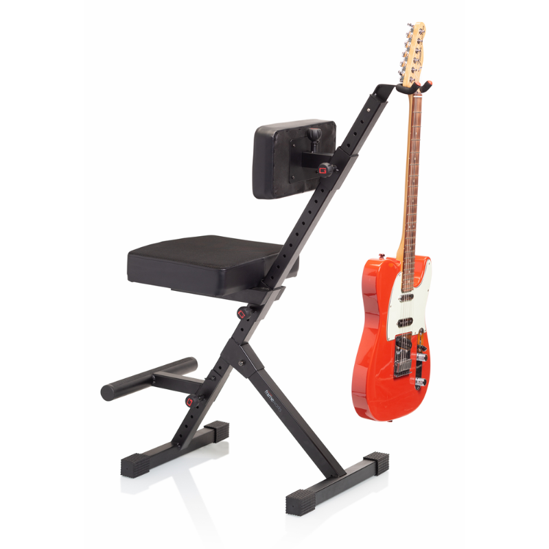 Gator Frameworks Deluxe Guitar Player Seat with 3-Point Height-Adjustment System and Rear Guitar Hanger