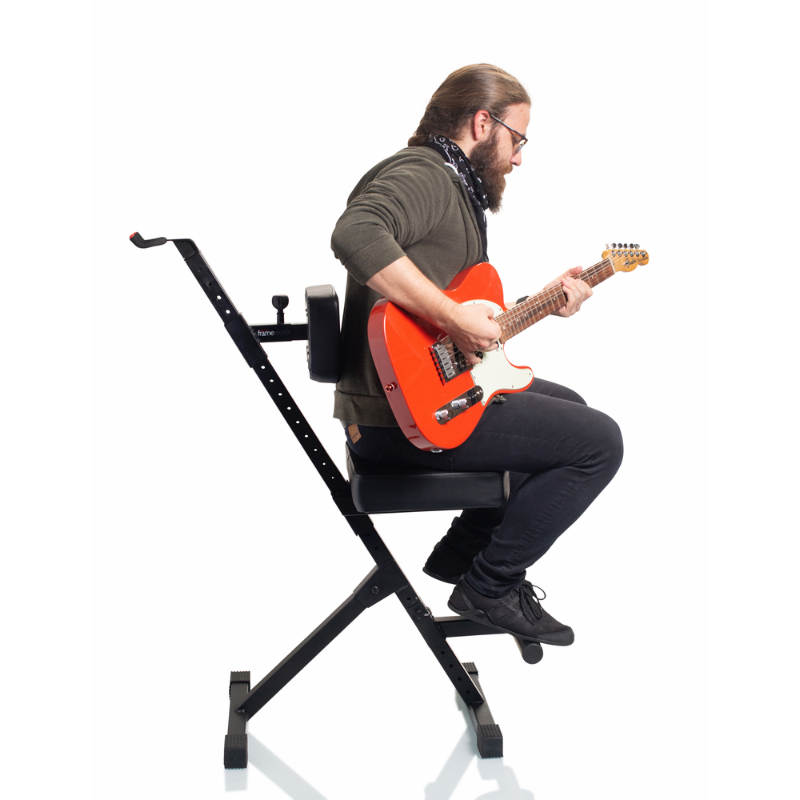 Gator Frameworks Deluxe Guitar Player Seat with 3-Point Height-Adjustment System and Rear Guitar Hanger