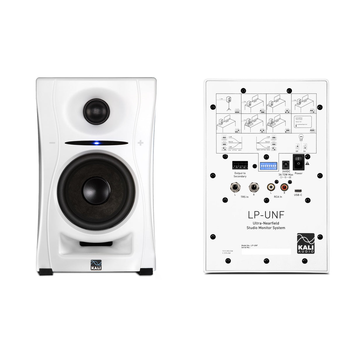 Kali Audio LP-UNF White 2-Way Studio Monitors 4"+1". Bluetooth Onboard PAIR