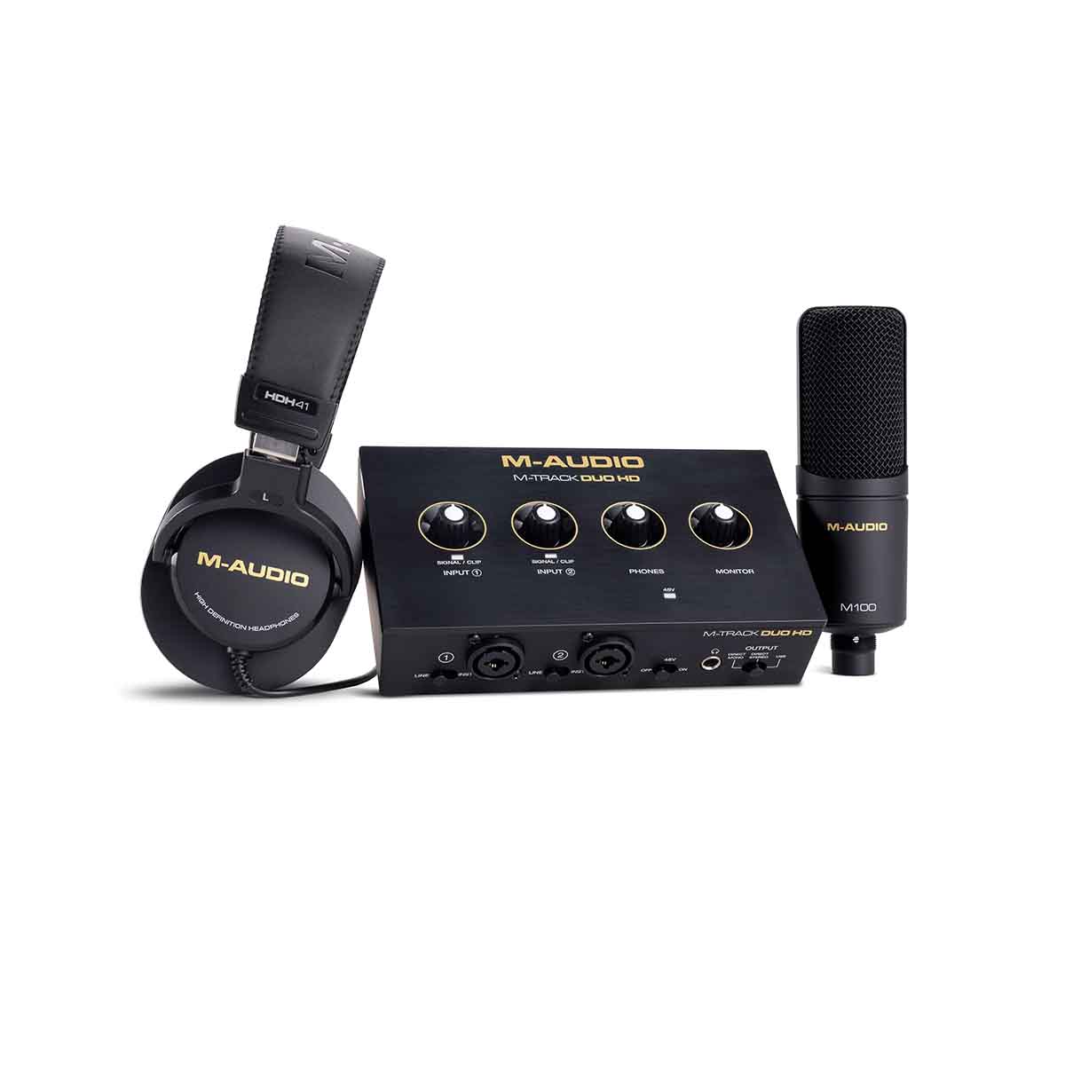 M Audio M Track DUO HD Producer Pack: 2-in/2-out USB-C M TRACK Audio Interface w/Headphones and Studio Mic