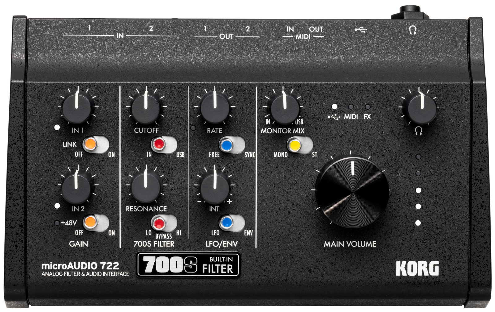 KORG microAUDIO 722 - 2 In/2 Out USB Audio Interface with Analog Filter