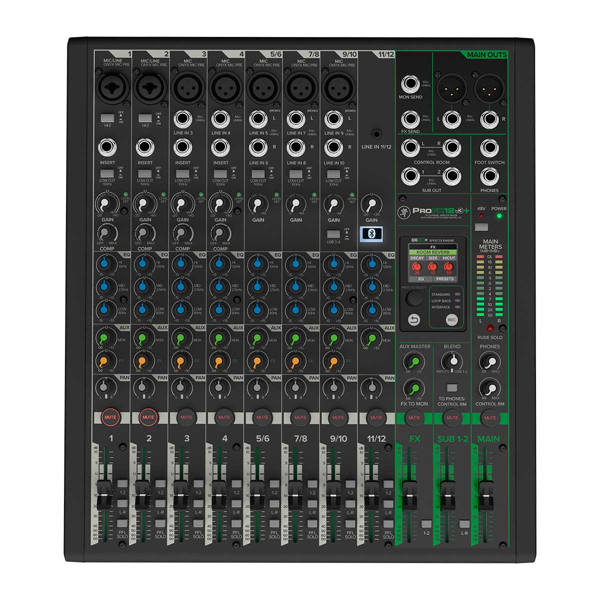 Mackie ProFX12v3+ 12-Channel Analog Mixer With Enhanced FX, USB Recording Modes and Bluetooth®