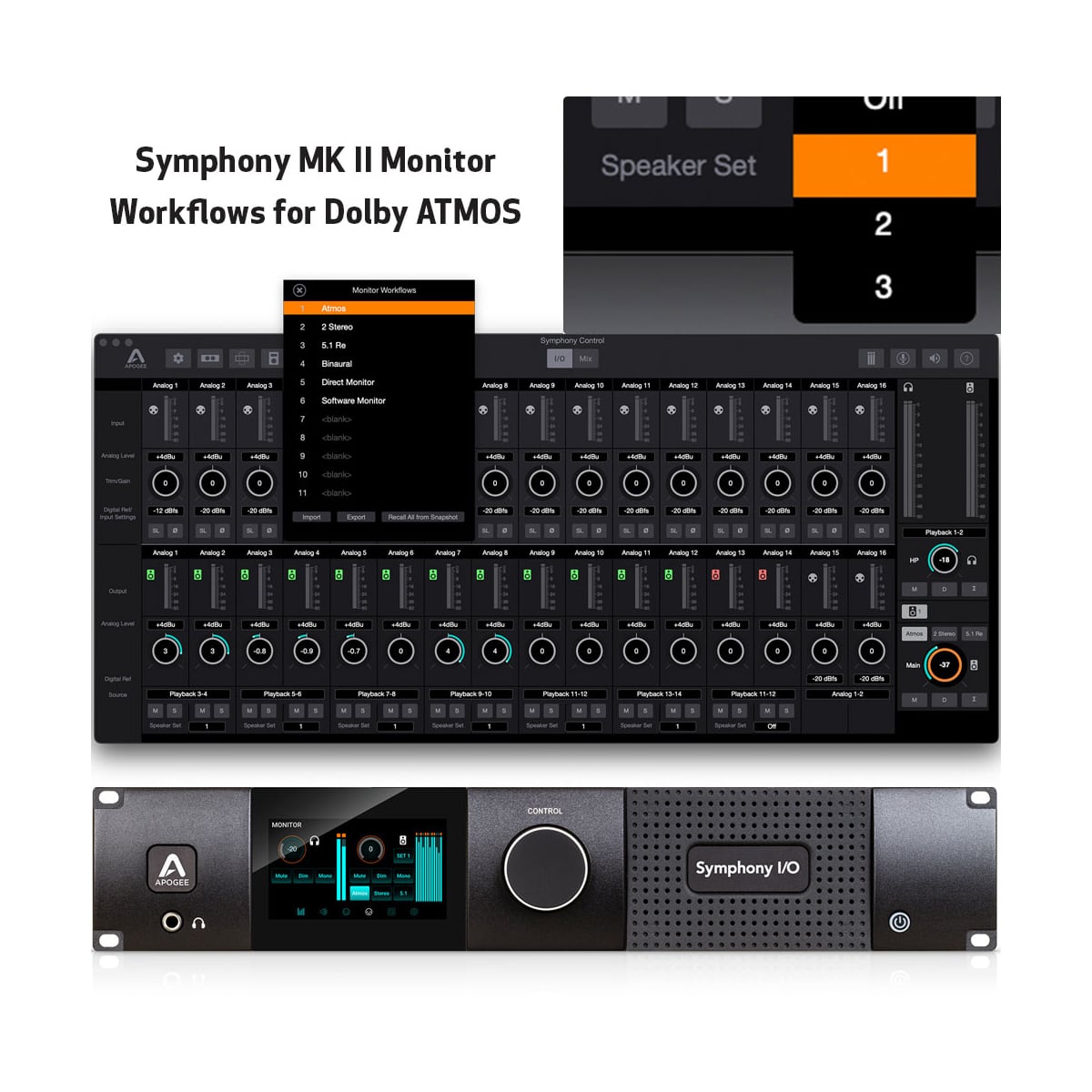 Apogee Symphony MKII Thunderbolt W/ 32 Analogue In & Outs