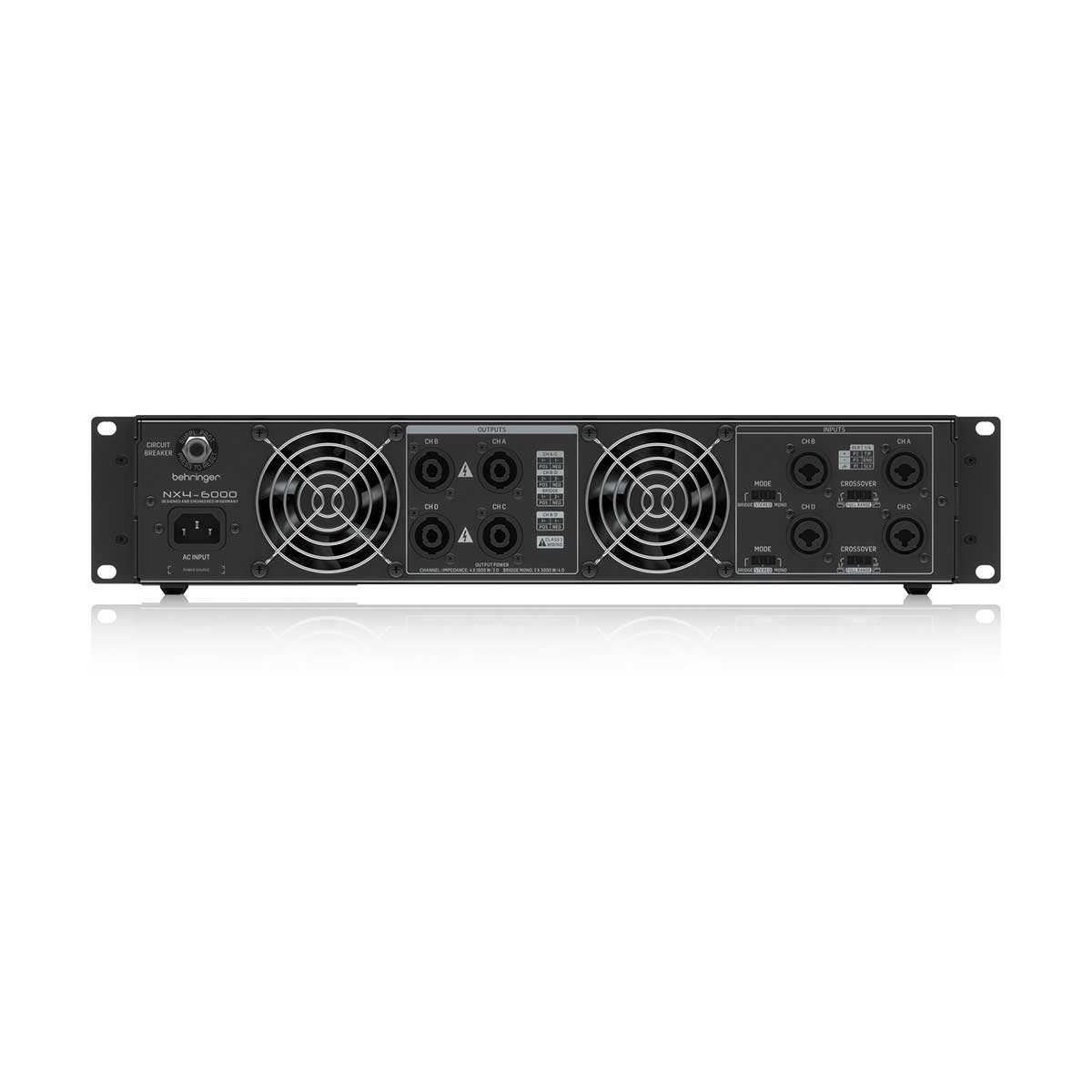 Behringer NX4-6000 p Ultra-Lightweight 6000 Watt 4 Channel Class-D Power Amplifier with SmartSense Loudspeaker Impedance Compensation