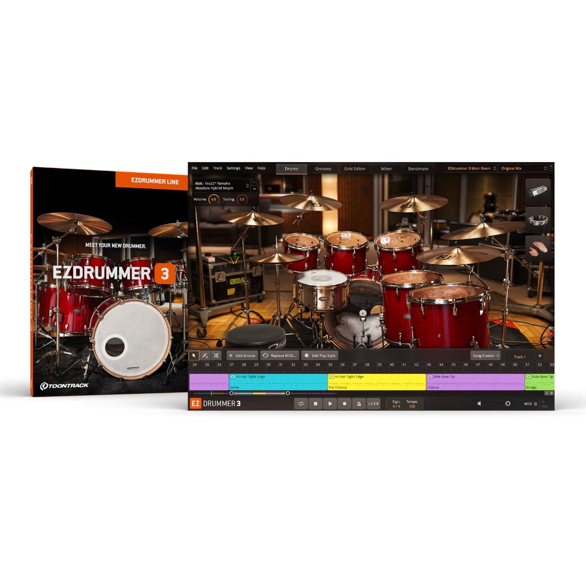 Toontracks EZDRUMMER 3 Software Instrument (Software Serial Number)