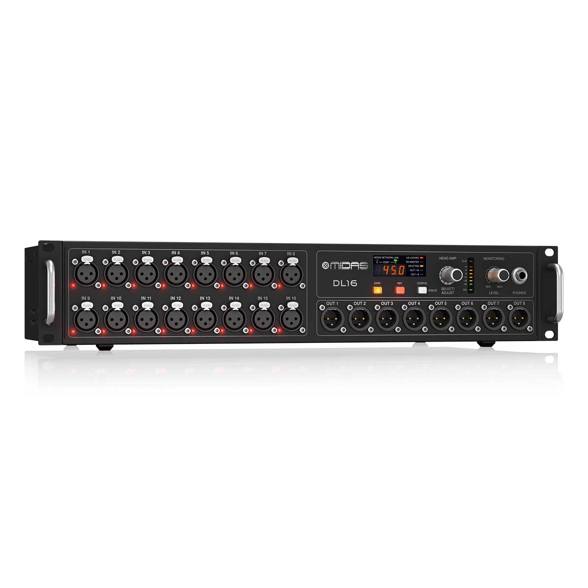 MIDAS DL16 16 Input, 8 Output Stage Box with 16 Midas Microphone Preamplifiers, ULTRANET and ADAT Interfaces