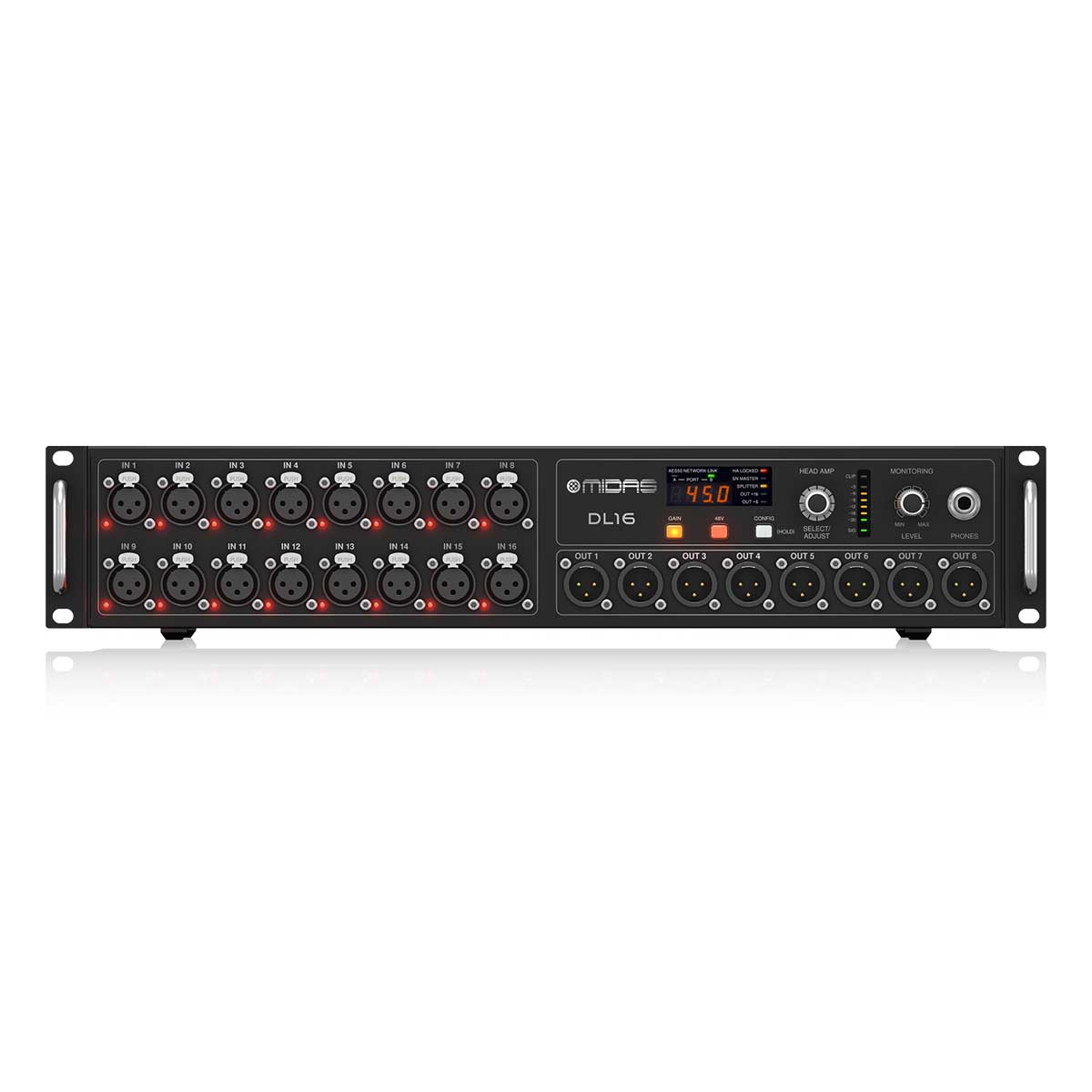 MIDAS DL16 16 Input, 8 Output Stage Box with 16 Midas Microphone Preamplifiers, ULTRANET and ADAT Interfaces