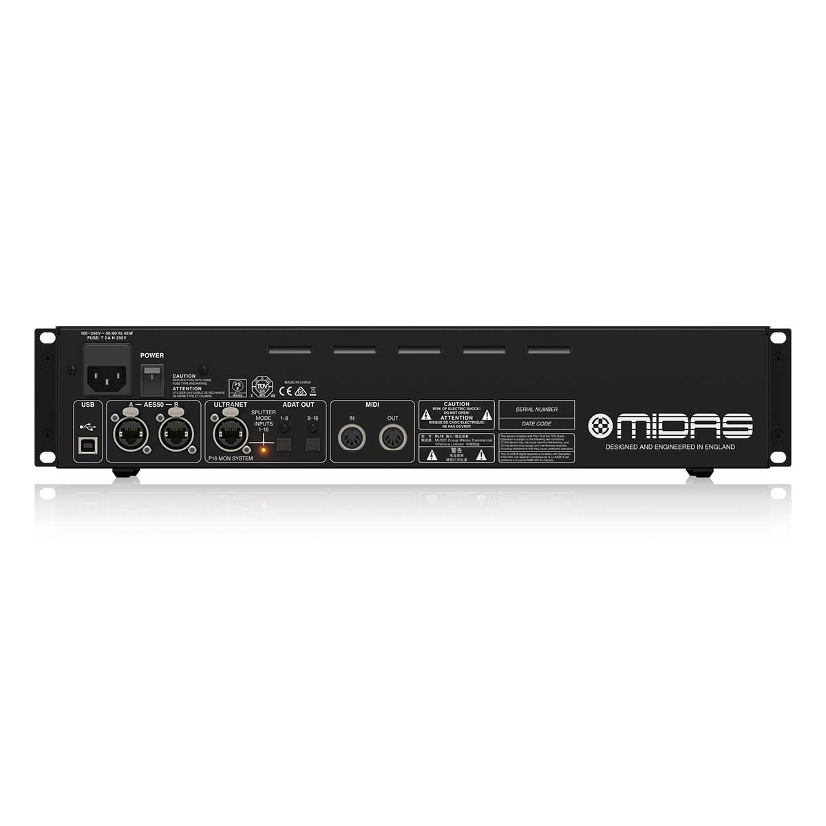 MIDAS DL16 16 Input, 8 Output Stage Box with 16 Midas Microphone Preamplifiers, ULTRANET and ADAT Interfaces