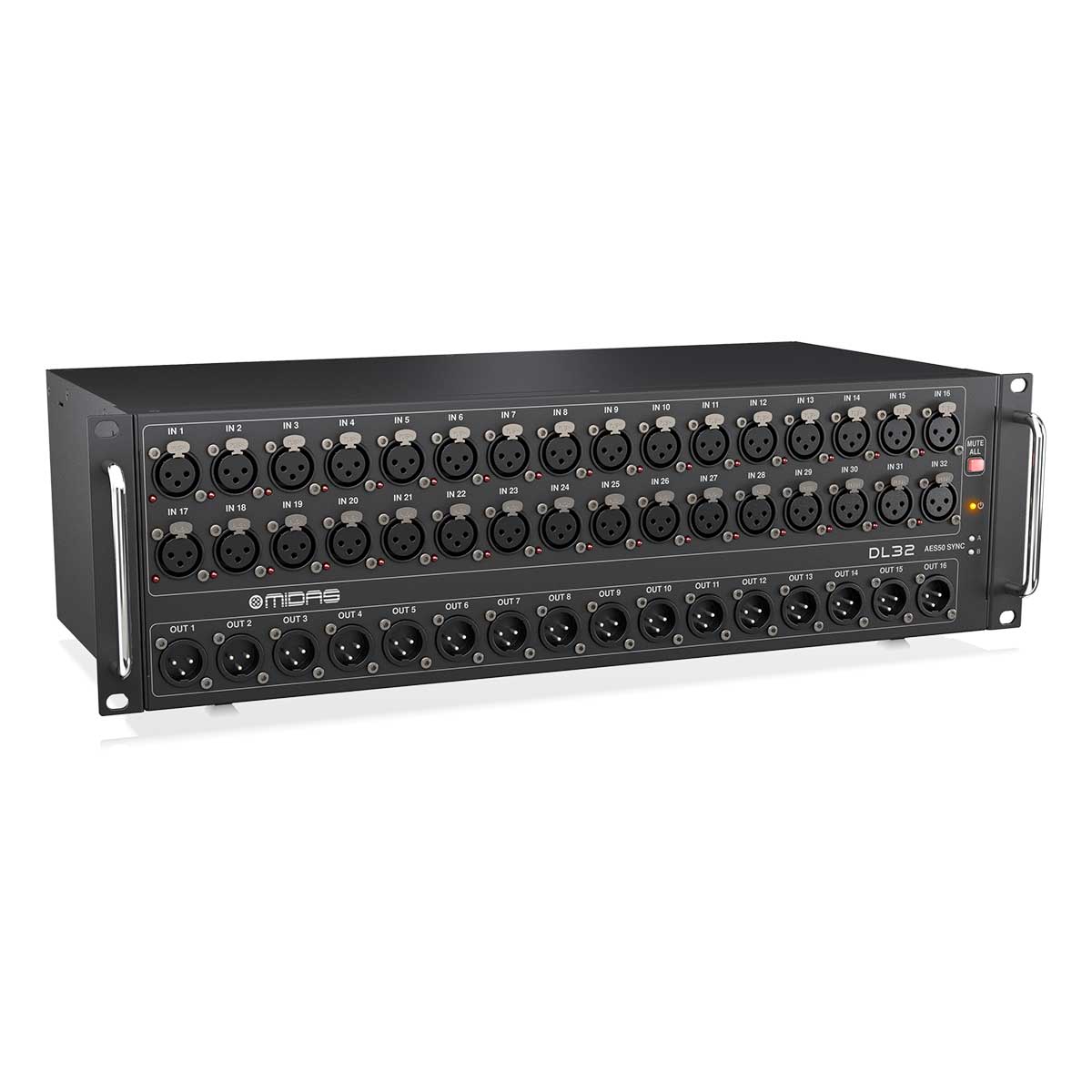 MIDAS DL32 32 Input, 16 Output Stage Box with 32 Midas Microphone Preamplifiers, ULTRANET and ADAT Interfaces