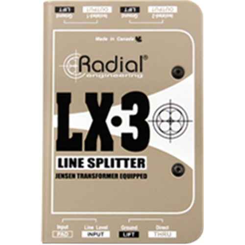 Radial Engineering LX-3 Line Level splitter, passive with 1-input, up to 3 outs (2 Jensen isolated outputs)